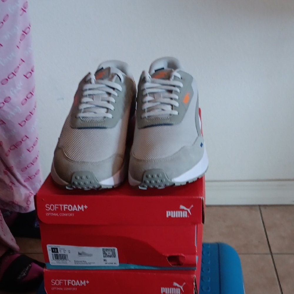 Puma Gray and Orange Sneakers
